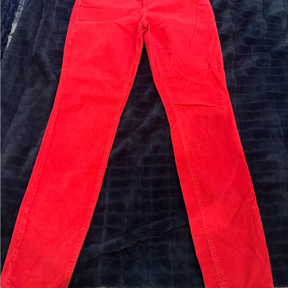 Victoria's Secret Orange/Red Corduroy Pants size 8 skinny leg